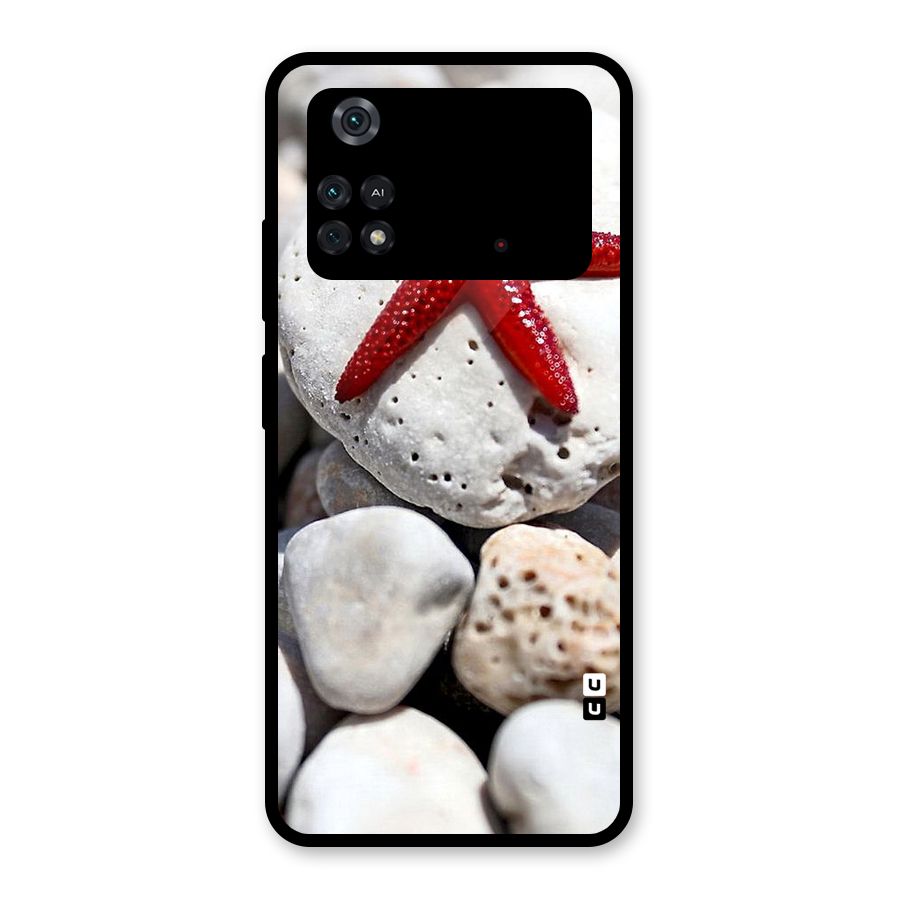 Red Star Fish Glass Back Case for Poco M4 Pro 4G