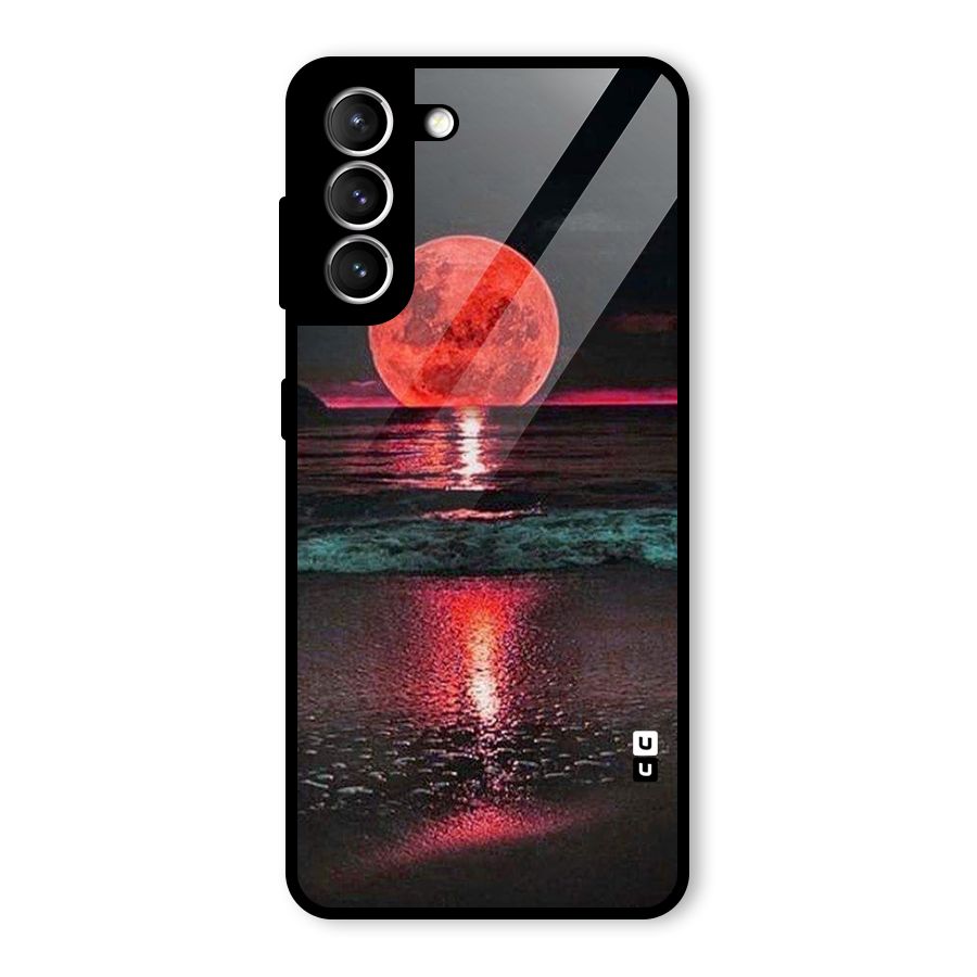 Red Sun Ocean Glass Back Case for Galaxy S21 5G