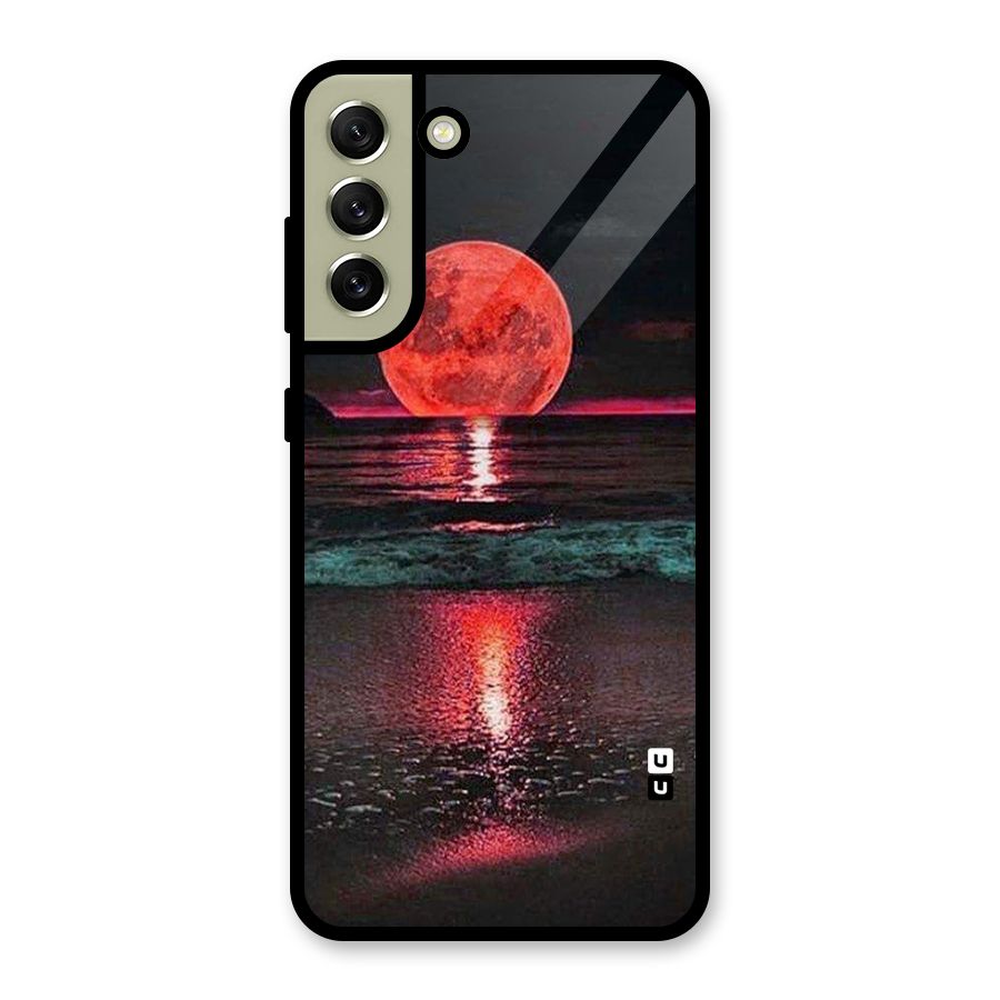 Red Sun Ocean Glass Back Case for Galaxy S21 FE 5G