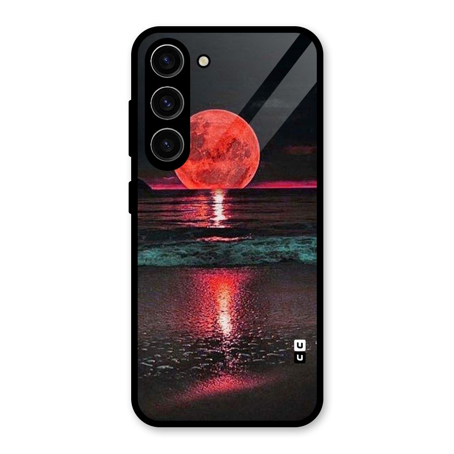 Red Sun Ocean Glass Back Case for Galaxy S23