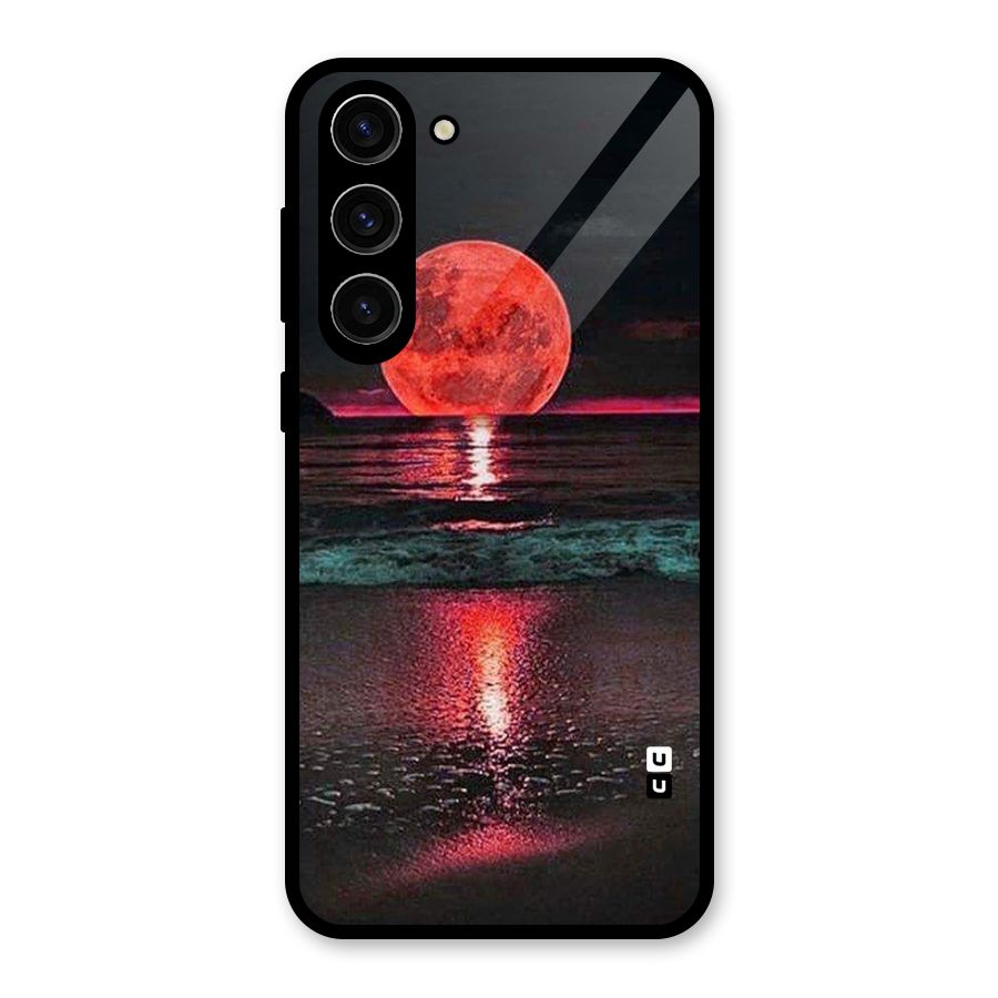 Red Sun Ocean Glass Back Case for Galaxy S23 Plus