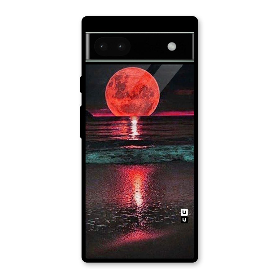 Red Sun Ocean Glass Back Case for Google Pixel 6a