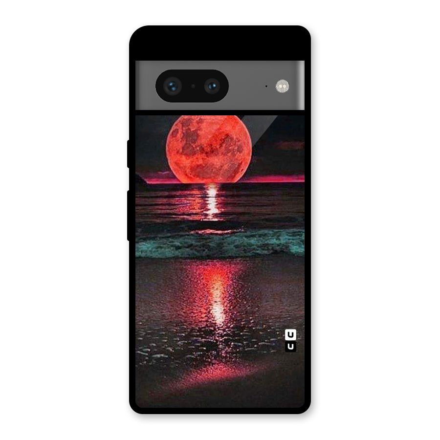 Red Sun Ocean Glass Back Case for Google Pixel 7