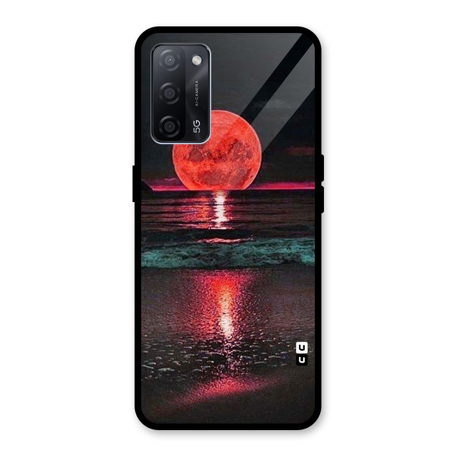Red Sun Ocean Glass Back Case for Oppo A53s 5G