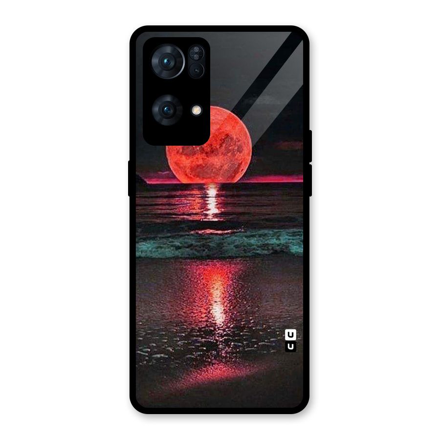 Red Sun Ocean Glass Back Case for Oppo Reno7 Pro 5G
