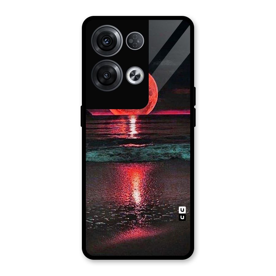 Red Sun Ocean Glass Back Case for Oppo Reno8 Pro 5G