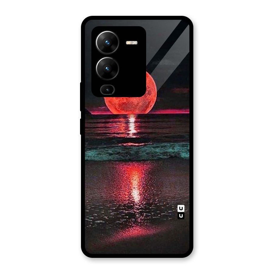 Red Sun Ocean Glass Back Case for Vivo V25 Pro