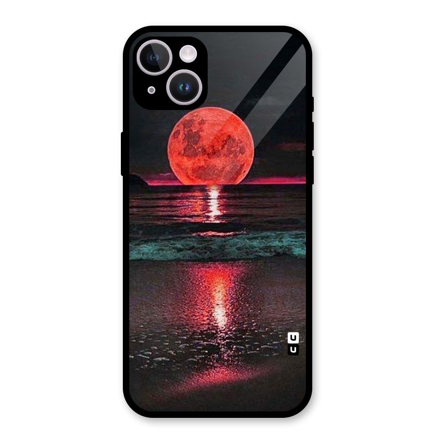 Red Sun Ocean Glass Back Case for iPhone 14 Plus