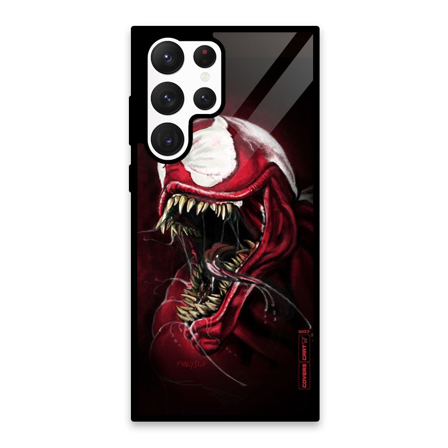 Red Venom Artwork Glass Back Case for Galaxy S22 Ultra 5G