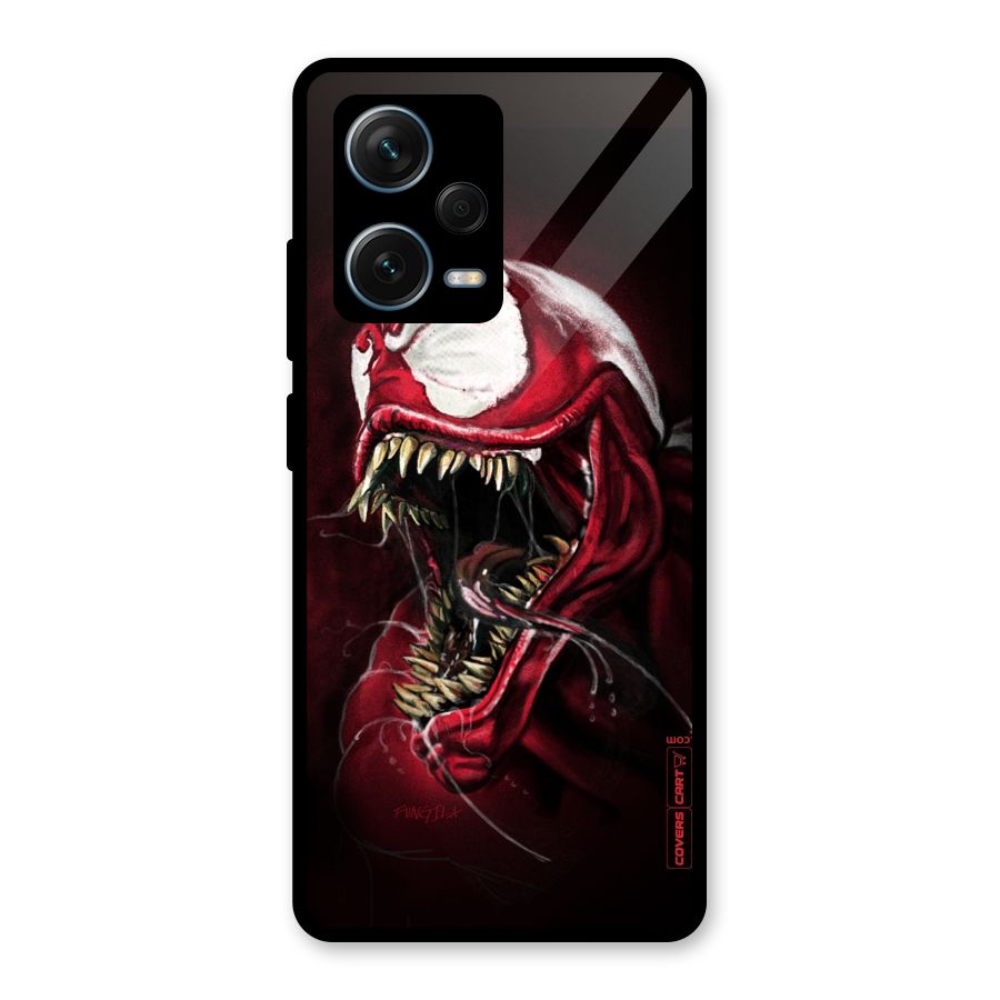 Red Venom Artwork Glass Back Case for Redmi Note 12 Pro Plus 5G