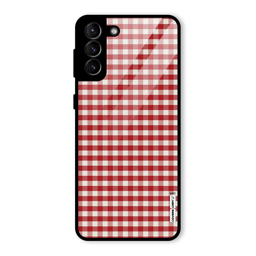 Red White Check Glass Back Case for Galaxy S21 Plus