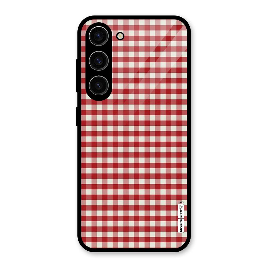 Red White Check Glass Back Case for Galaxy S23