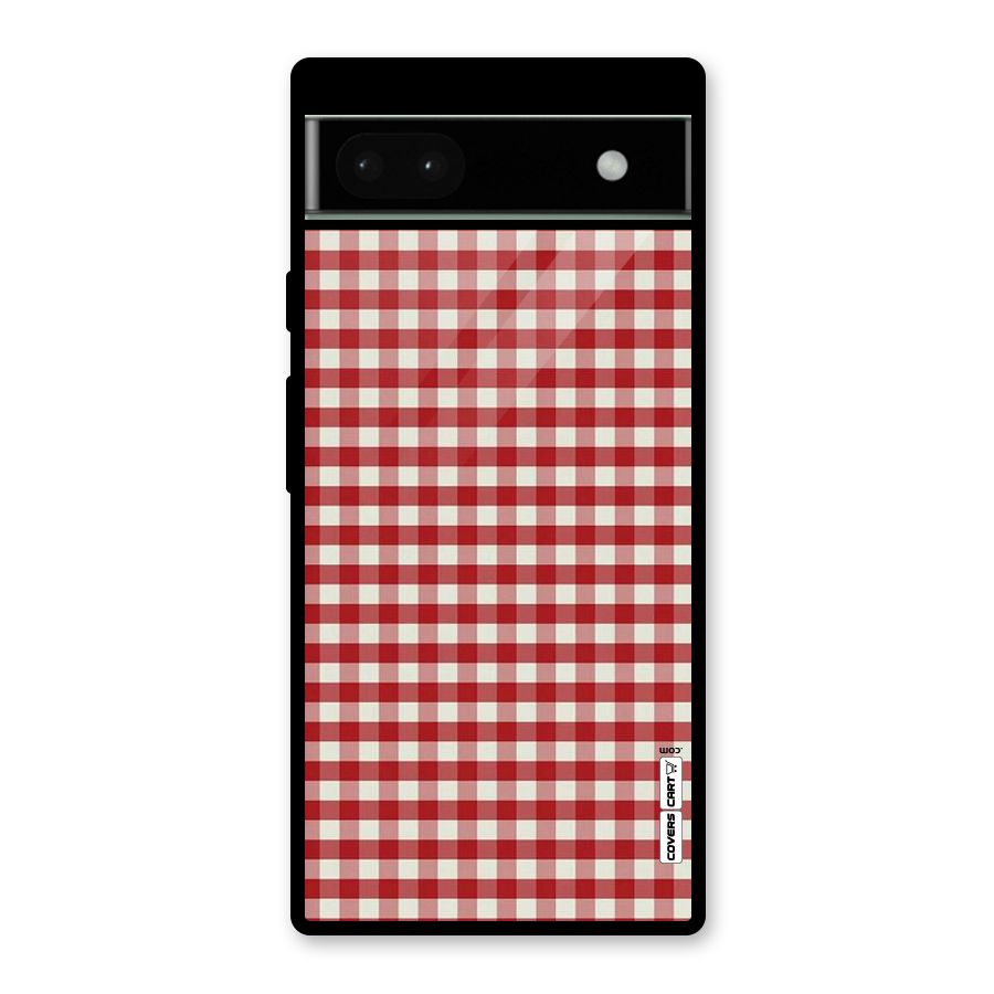 Red White Check Glass Back Case for Google Pixel 6a