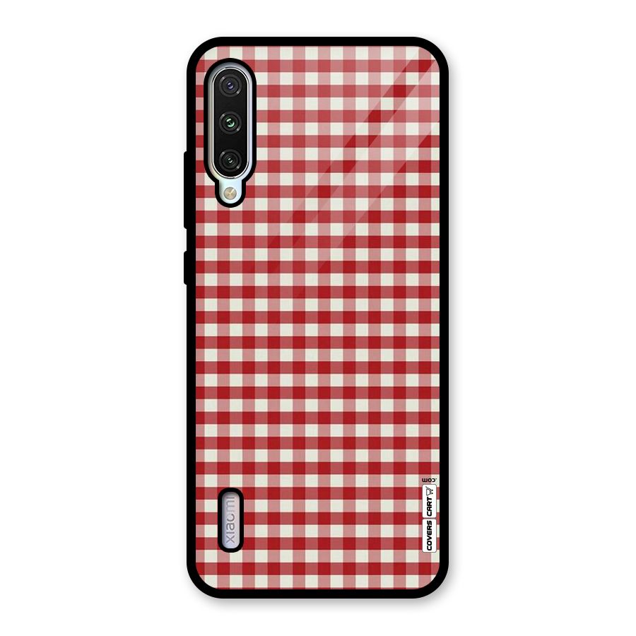 Red White Check Glass Back Case for Mi A3