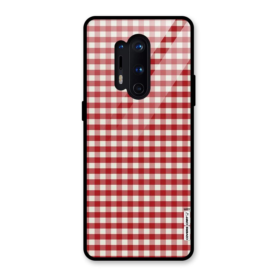 Red White Check Glass Back Case for OnePlus 8 Pro