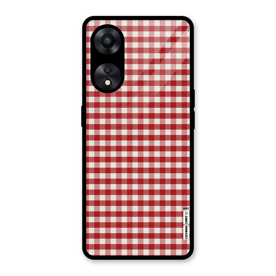 Red White Check Glass Back Case for Oppo A78
