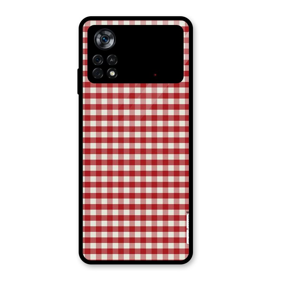 Red White Check Glass Back Case for Poco X4 Pro 5G