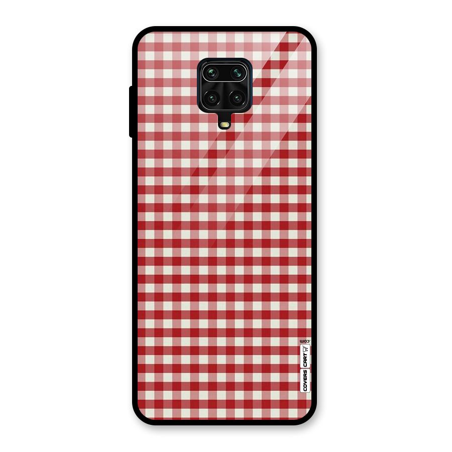 Red White Check Glass Back Case for Redmi Note 10 Lite