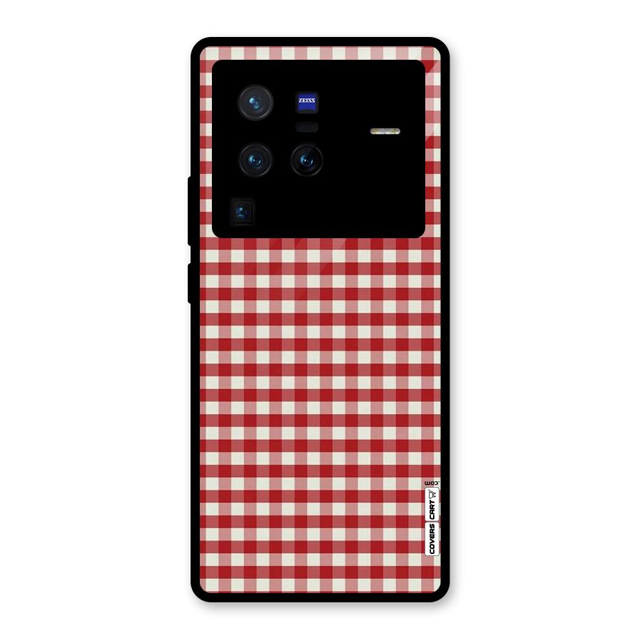 Red White Check Glass Back Case for Vivo X80 Pro
