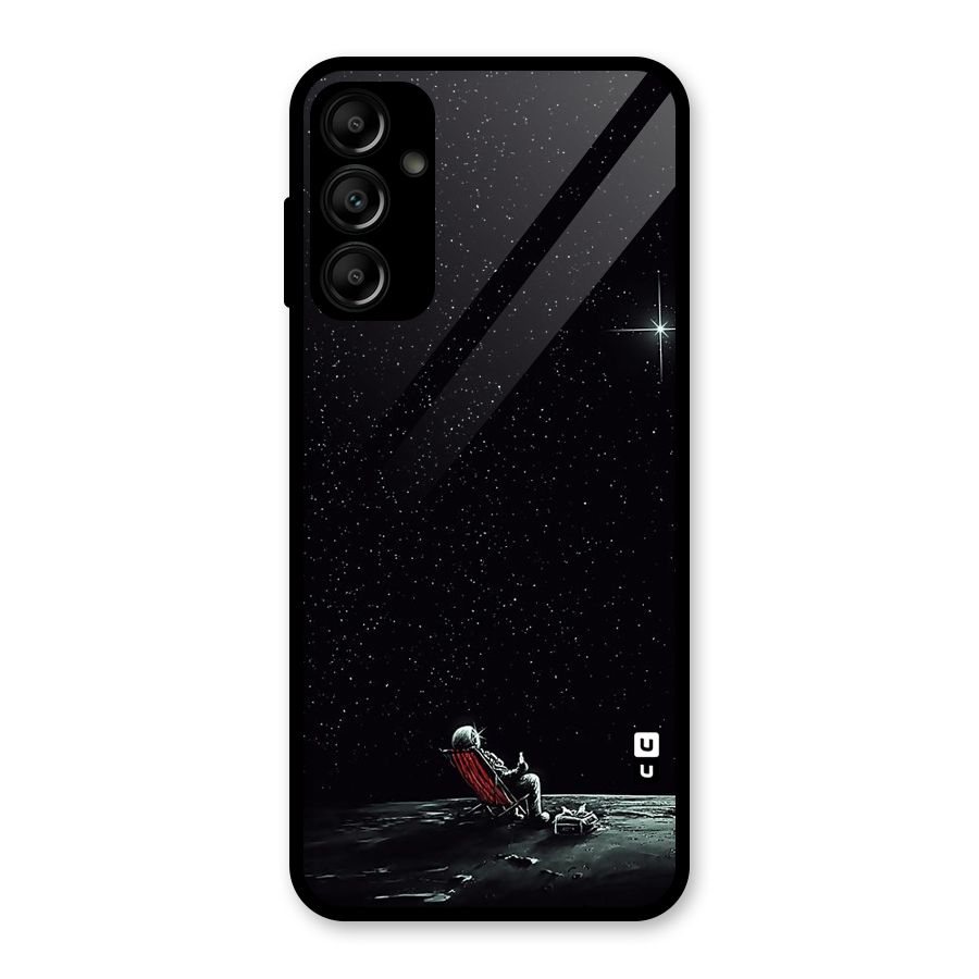 Resting Spaceman Face Glass Back Case for Galaxy A14 5G