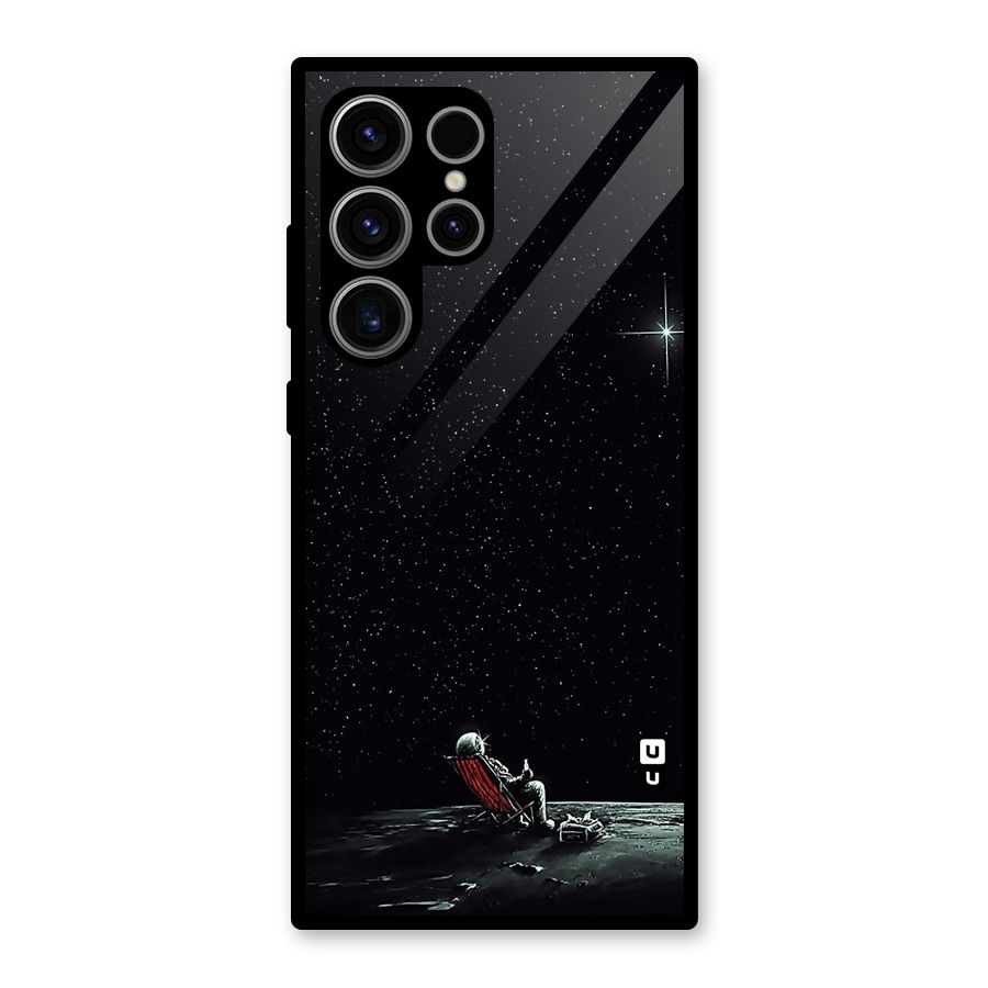 Resting Spaceman Face Glass Back Case for Galaxy S23 Ultra