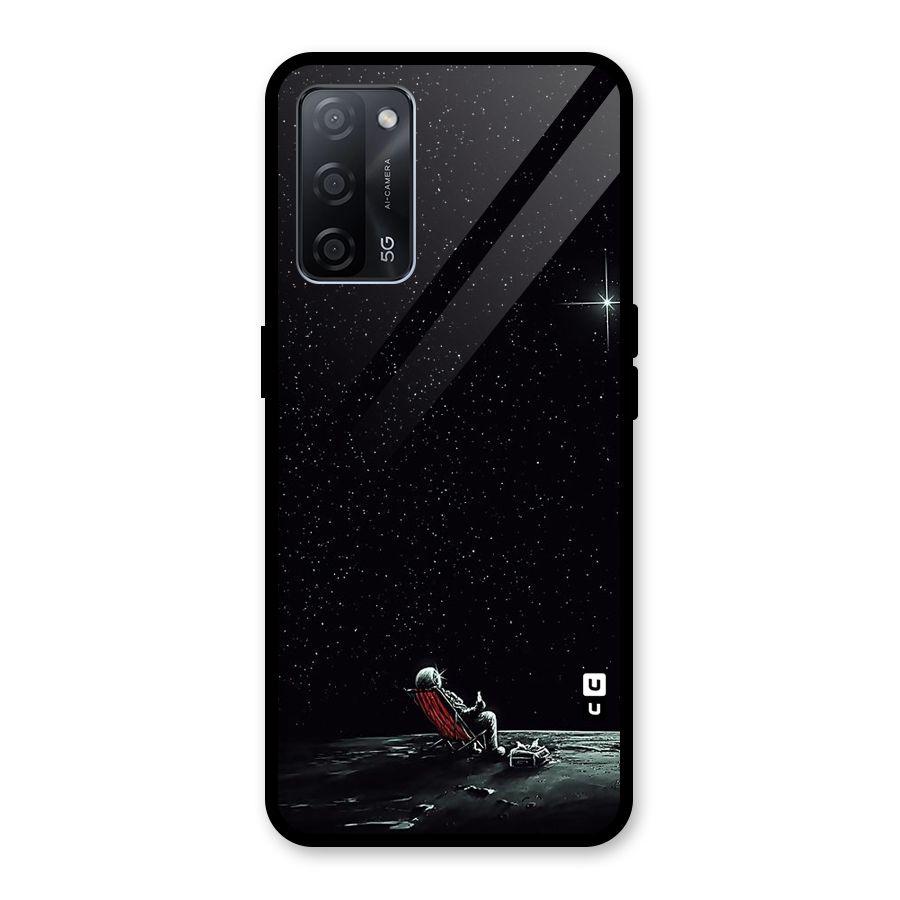 Resting Spaceman Face Glass Back Case for Oppo A53s 5G