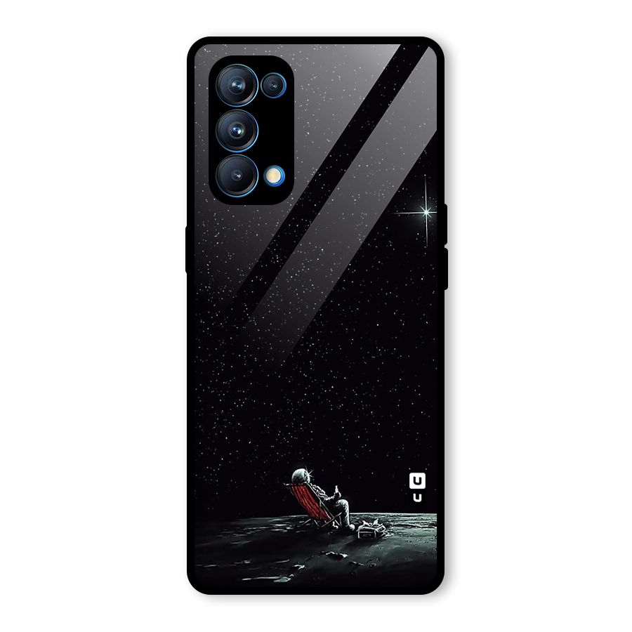 Resting Spaceman Face Glass Back Case for Oppo Reno5 Pro 5G