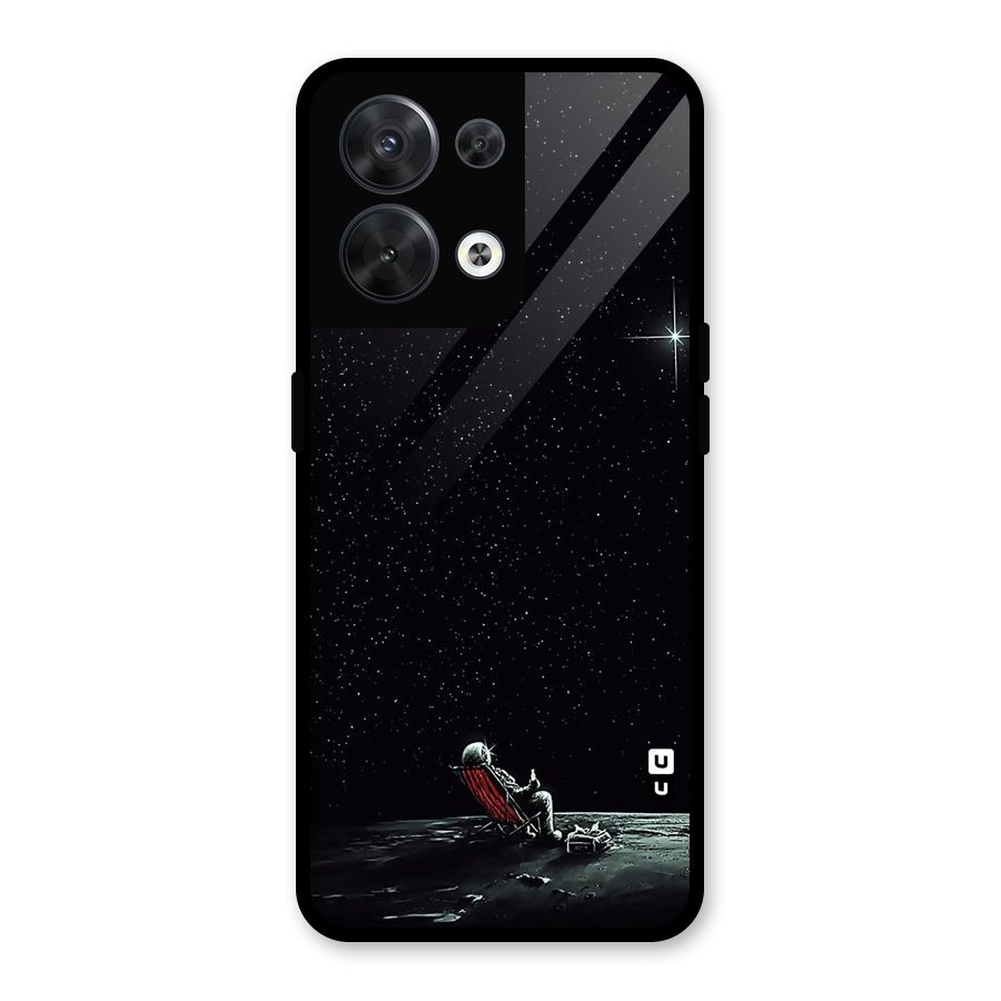Resting Spaceman Face Glass Back Case for Oppo Reno8 5G