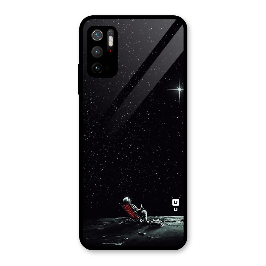 Resting Spaceman Face Glass Back Case for Poco M3 Pro 5G