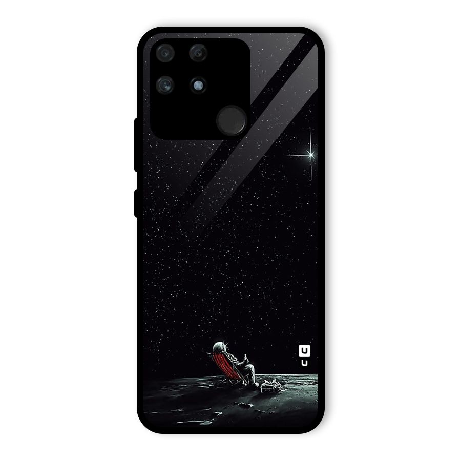 Resting Spaceman Face Glass Back Case for Realme Narzo 50A