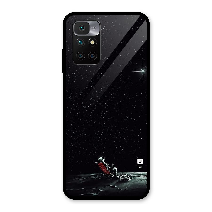 Resting Spaceman Face Glass Back Case for Redmi 10 Prime