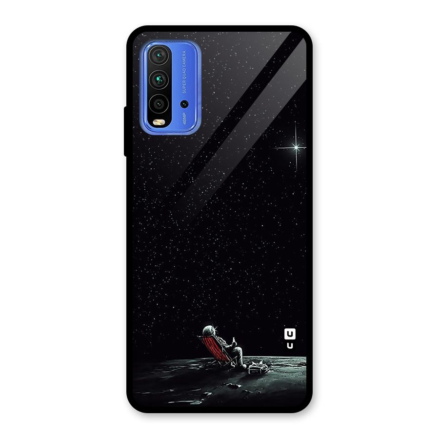 Resting Spaceman Face Glass Back Case for Redmi 9 Power