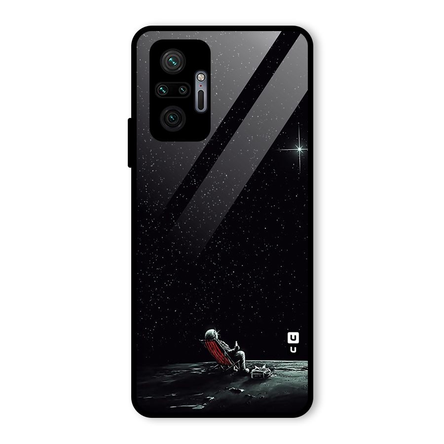 Resting Spaceman Face Glass Back Case for Redmi Note 10 Pro