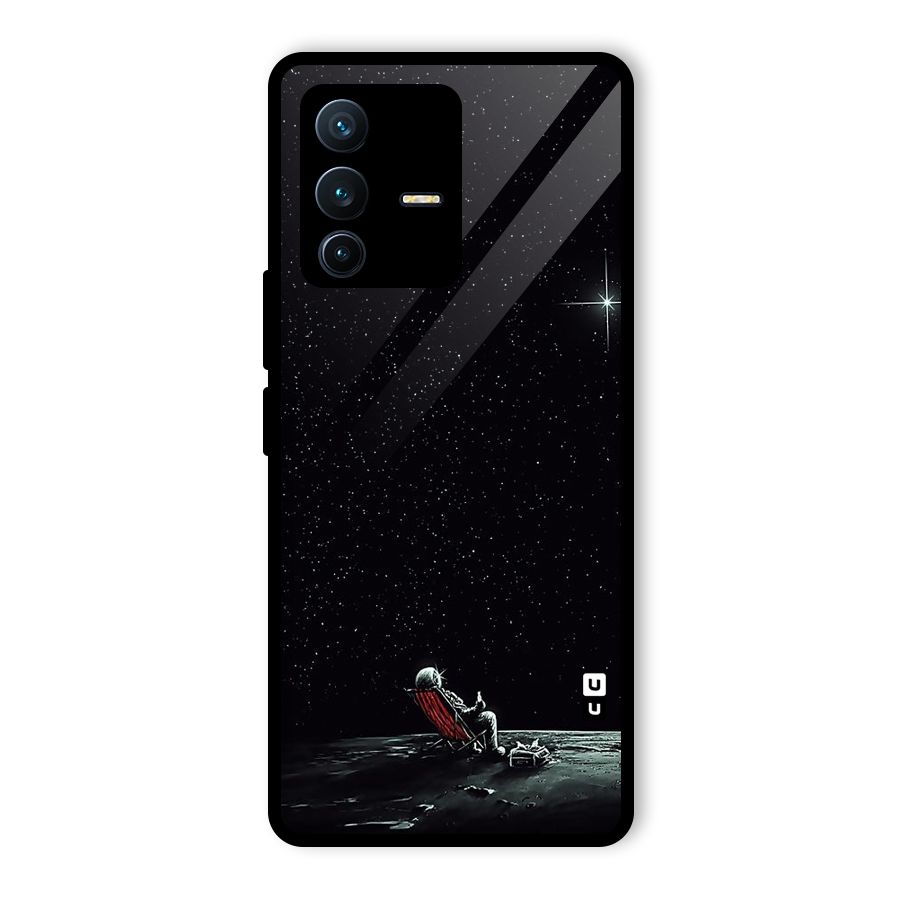 Resting Spaceman Face Glass Back Case for Vivo V23 Pro