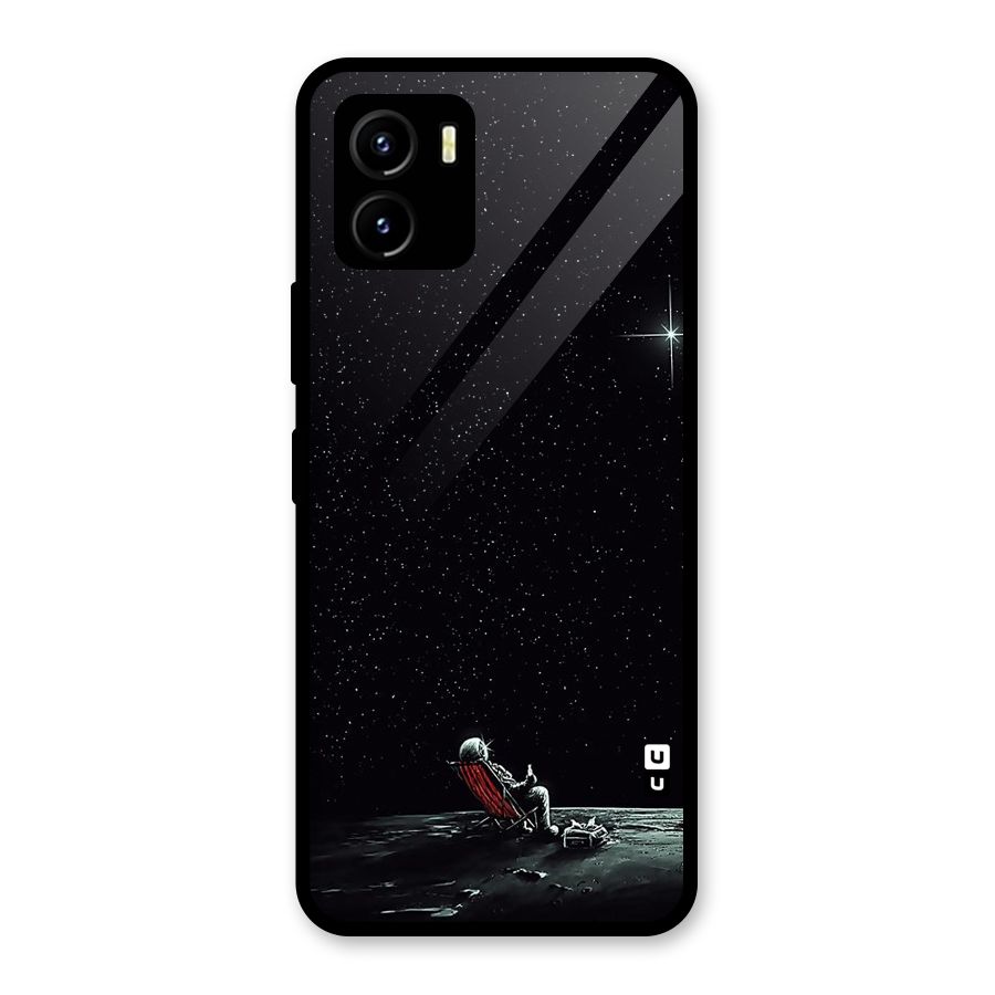 Resting Spaceman Face Glass Back Case for Vivo Y15s