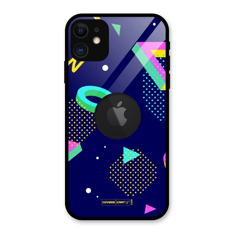 Retro Abstract Glass Back Case for iPhone 11 Logo Cut