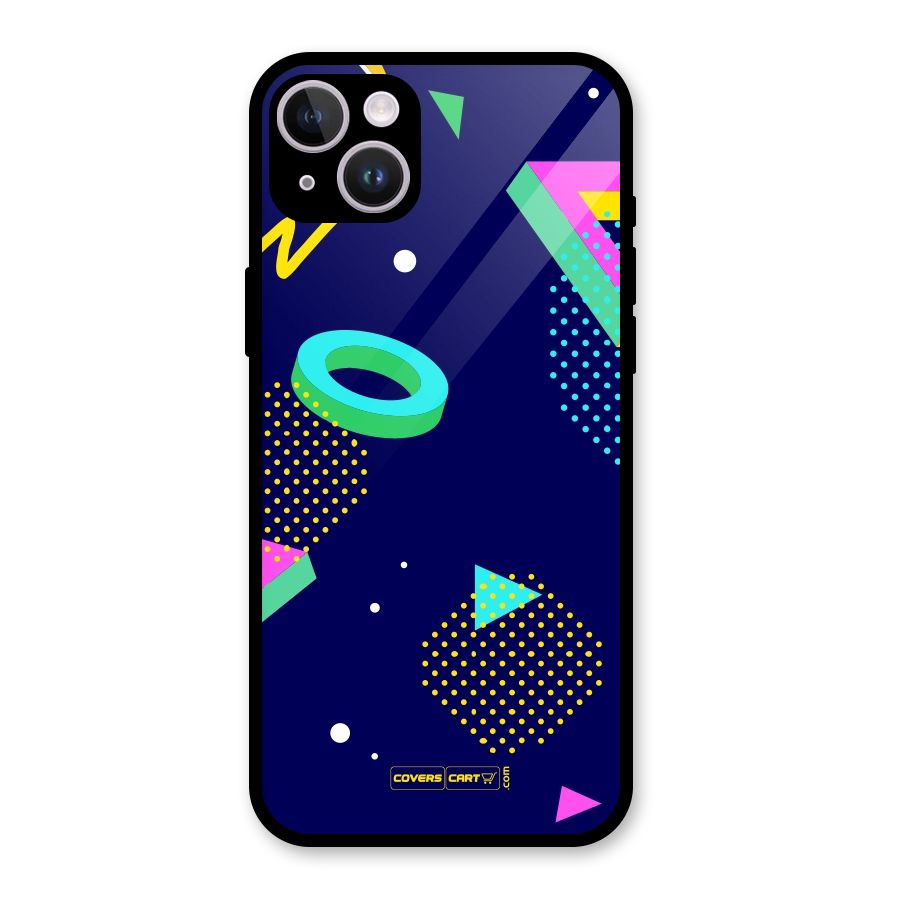 Retro Abstract Glass Back Case for iPhone 14 Plus