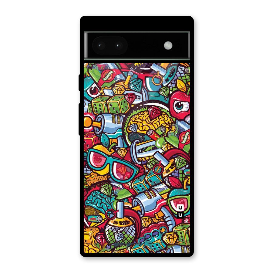 Retro Diamond Design Glass Back Case for Google Pixel 6a