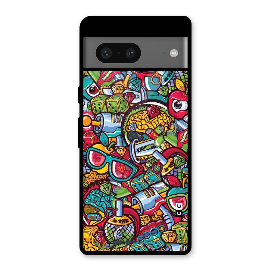 Retro Diamond Design Glass Back Case for Google Pixel 7