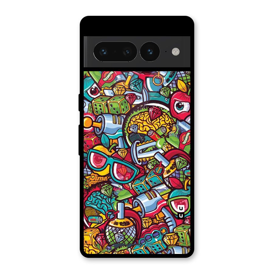 Retro Diamond Design Glass Back Case for Google Pixel 7 Pro