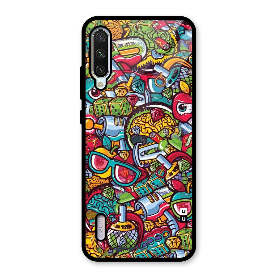 Retro Diamond Design Glass Back Case for Mi A3