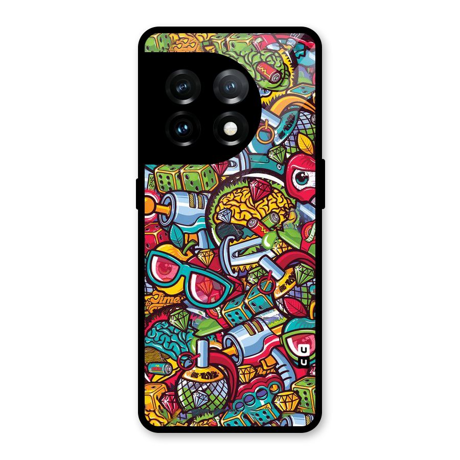 Retro Diamond Design Glass Back Case for OnePlus 11