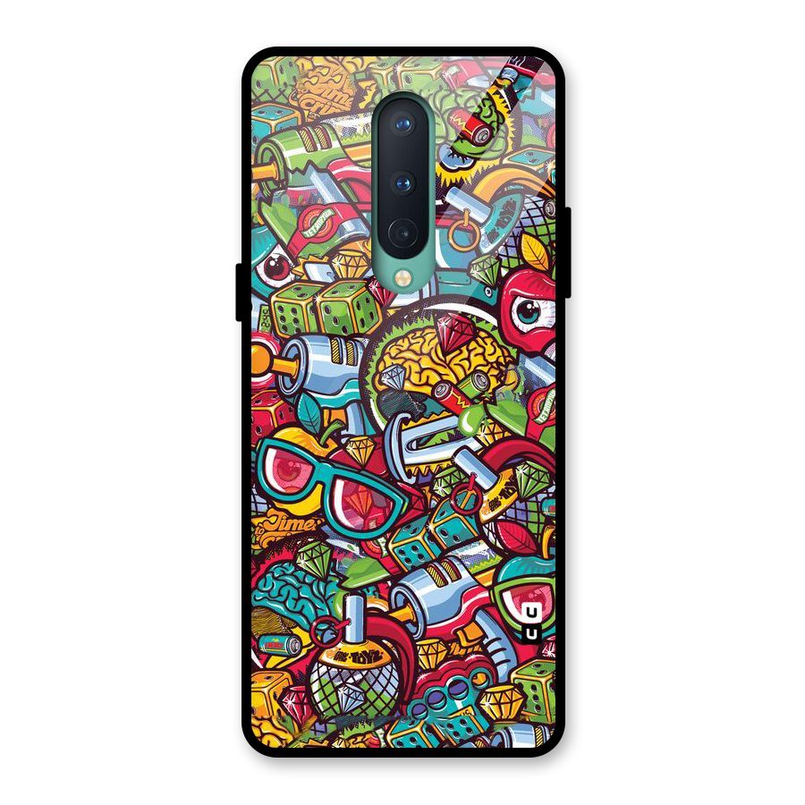 Retro Diamond Design Glass Back Case for OnePlus 8