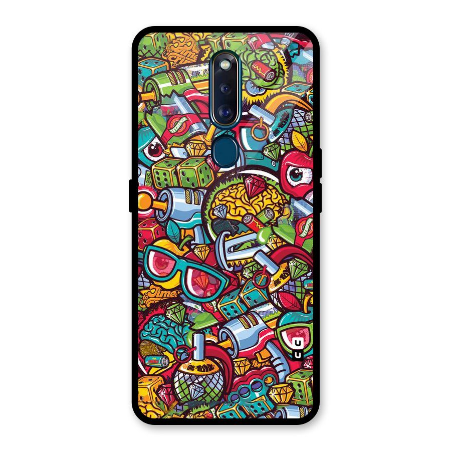 Retro Diamond Design Glass Back Case for Oppo F11 Pro