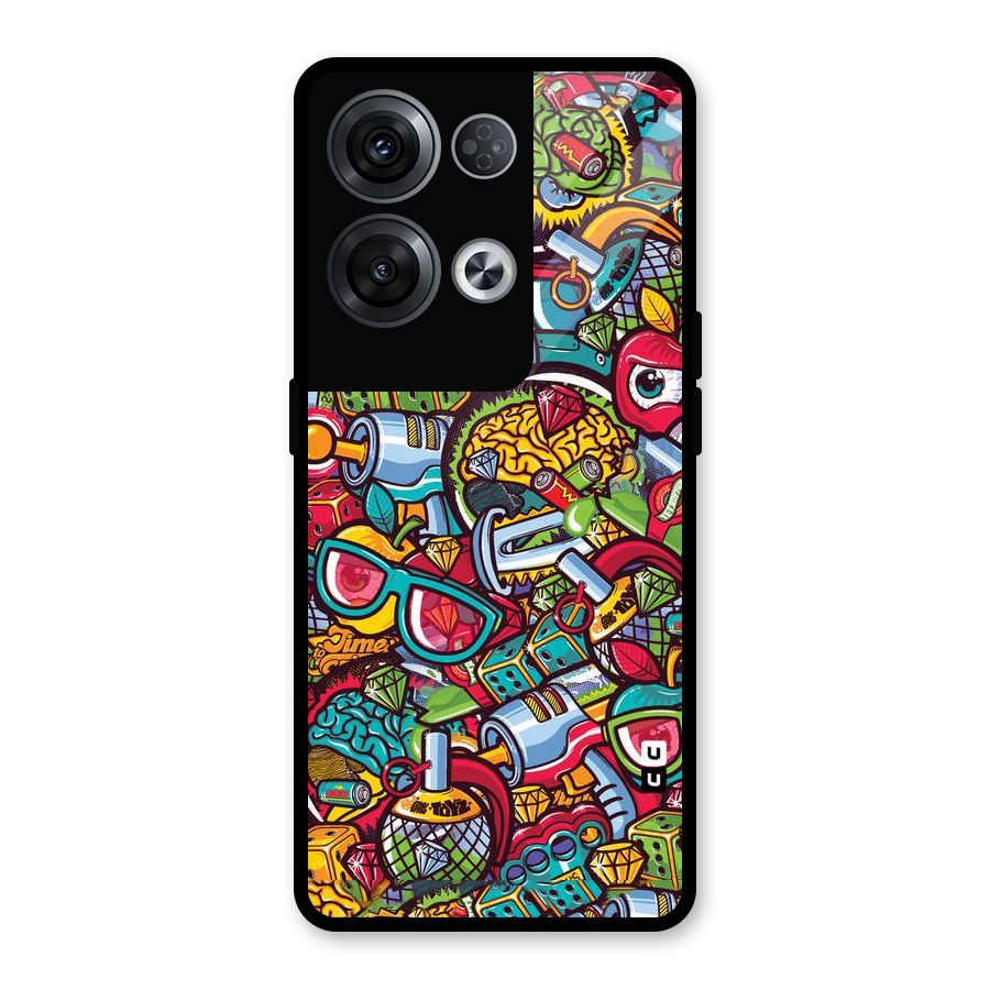 Retro Diamond Design Glass Back Case for Oppo Reno8 Pro 5G