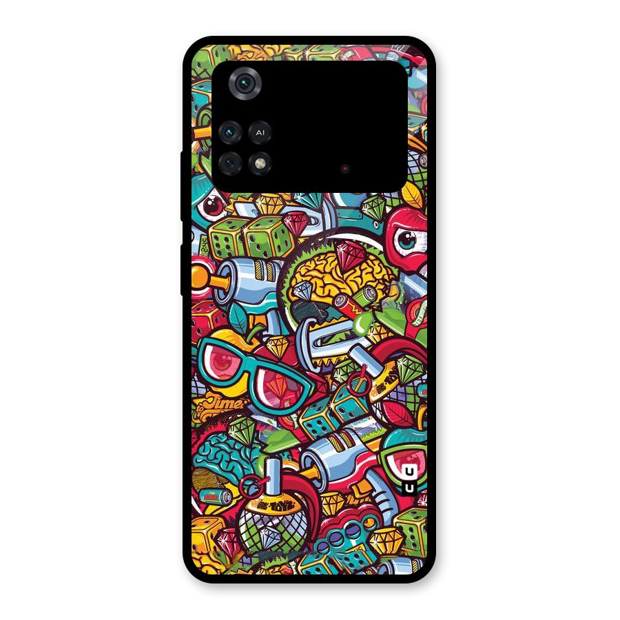 Retro Diamond Design Glass Back Case for Poco M4 Pro 4G