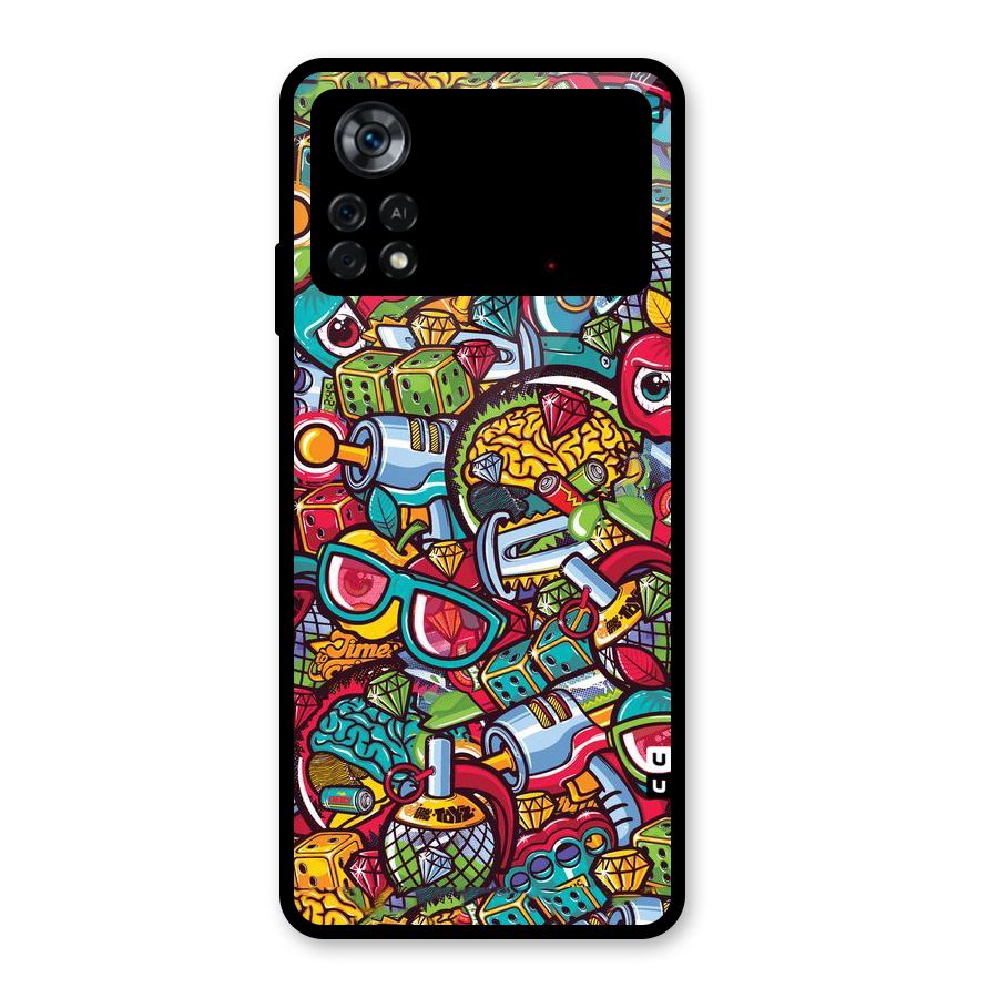 Retro Diamond Design Glass Back Case for Poco X4 Pro 5G