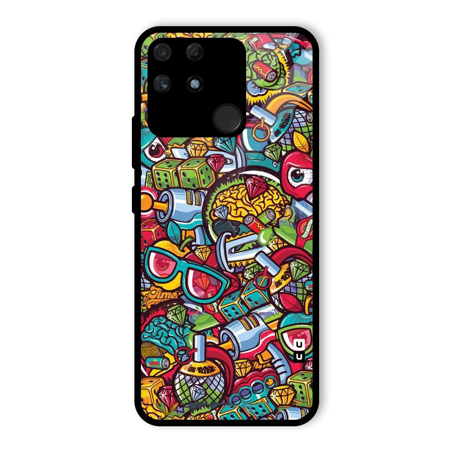 Retro Diamond Design Glass Back Case for Realme Narzo 50A