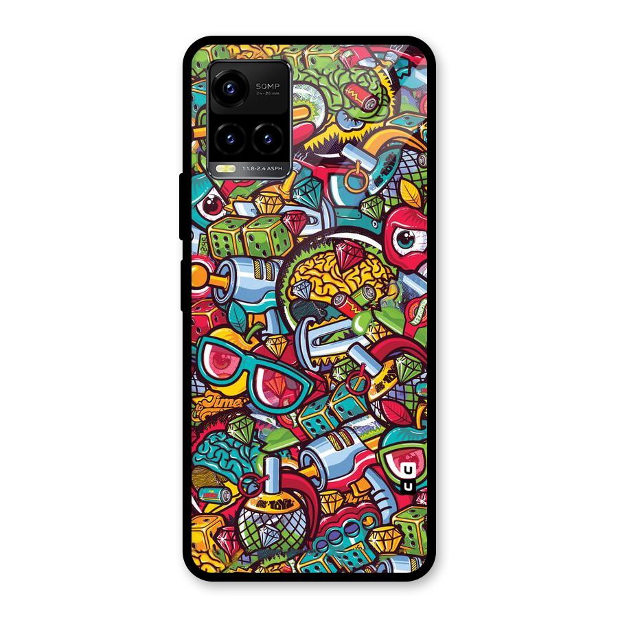 Retro Diamond Design Glass Back Case for Vivo Y21A