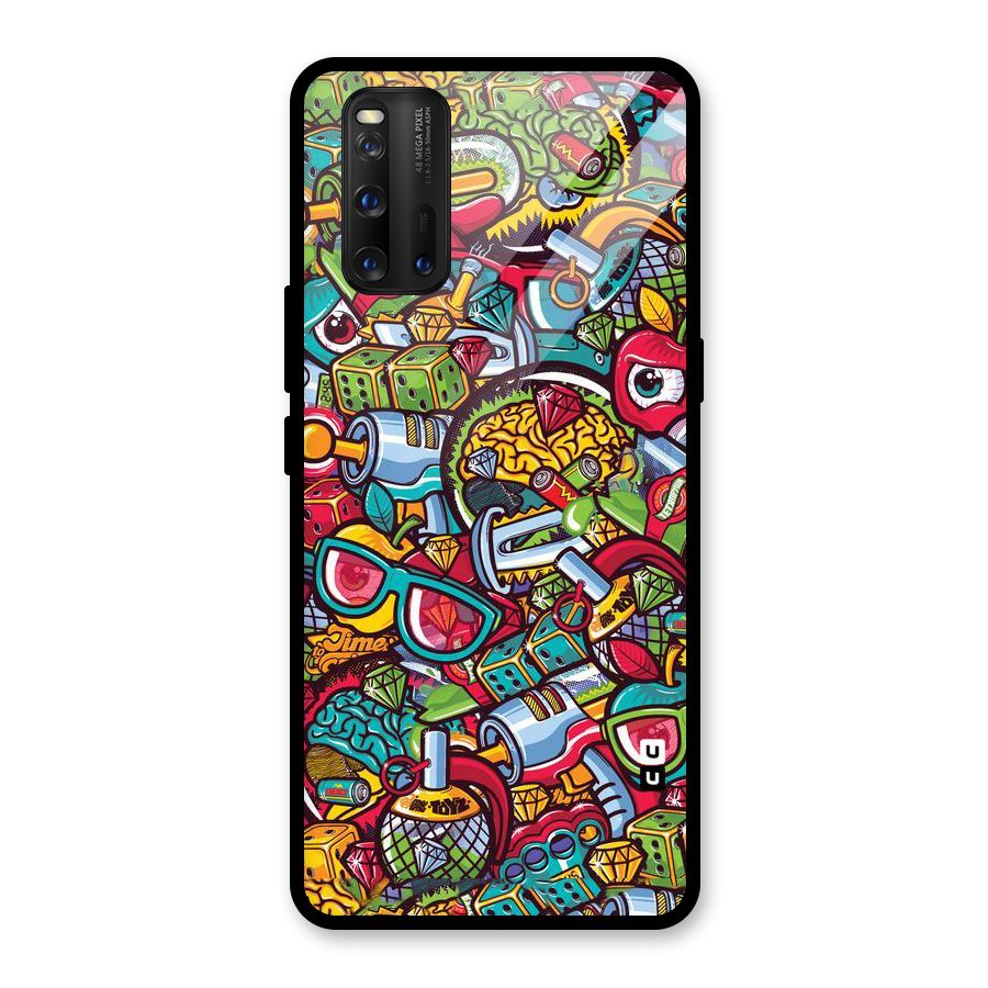 Retro Diamond Design Glass Back Case for Vivo iQOO 3